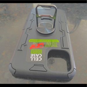 iPhone 11 Pro Max black phone case bottle opener protect pop socket stand unisex